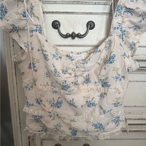 Floral Print Blouse - Blue and Cream brand new without tags never worn before